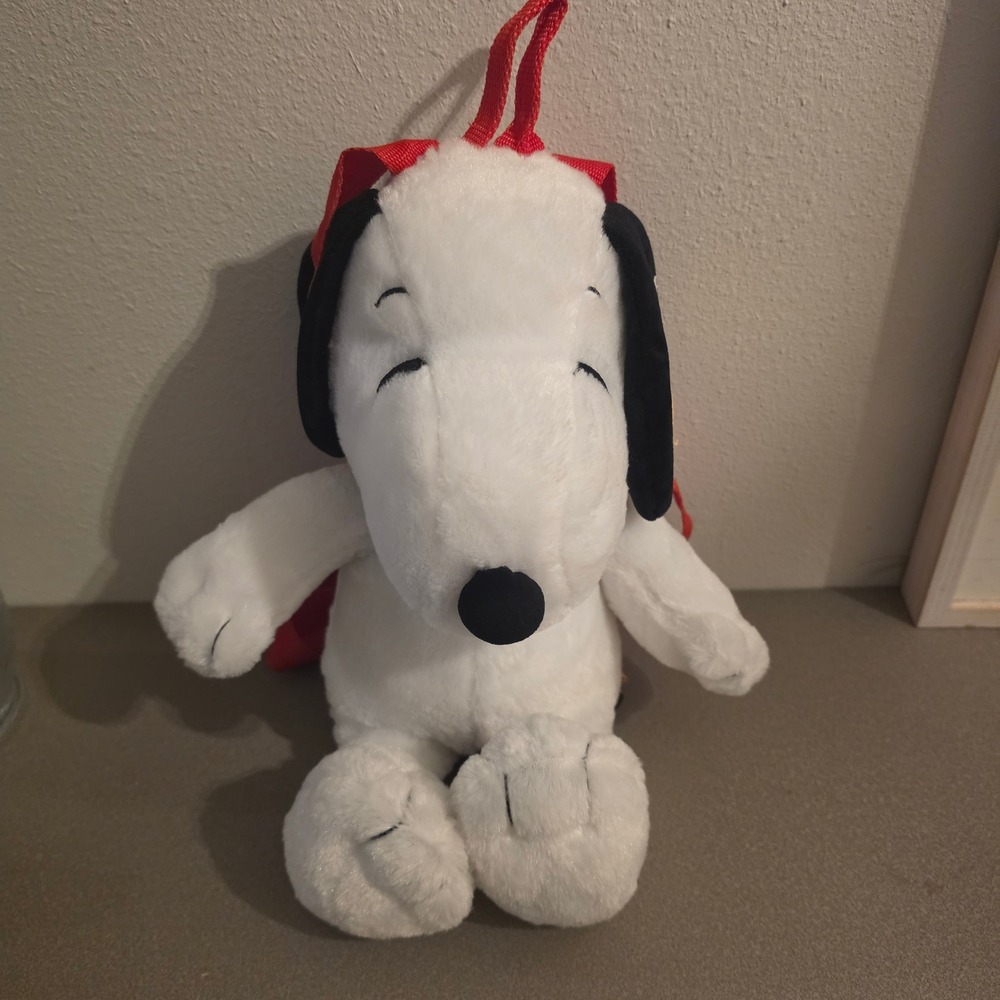 Peanuts Snoopy Plush Backpack Unisex Small White Polyester Y2K Kidcore Festival